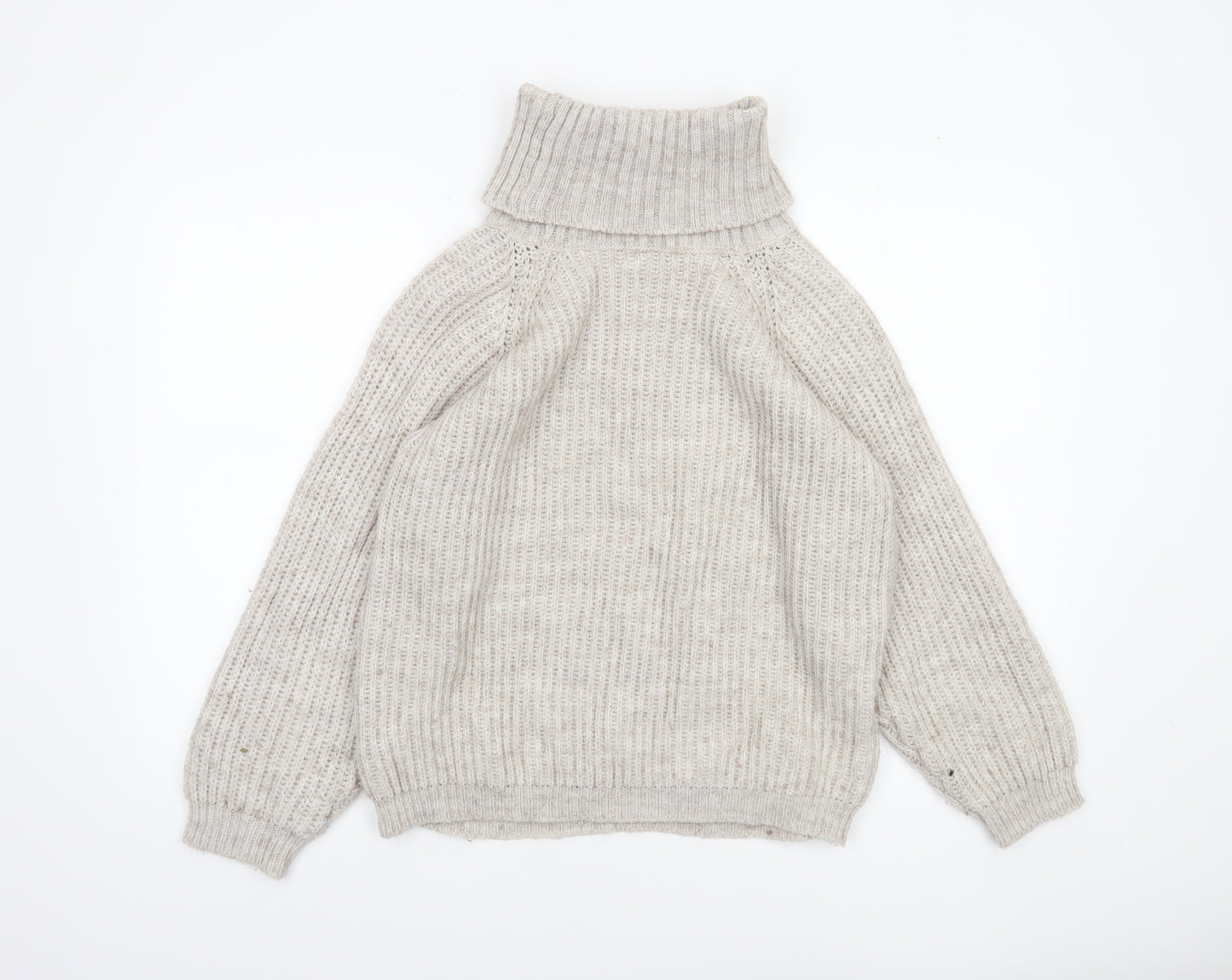Luisa Ricci Women Beige Roll Neck Chunky-Knit Wool Jumper S