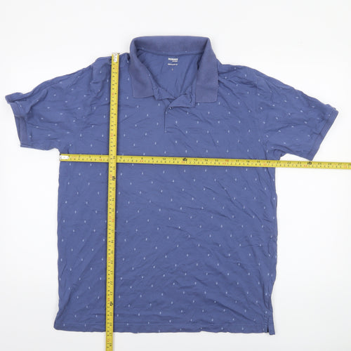 Dunnes Stores Men's Blue Cotton Regular Fit Polo Shirt Size L