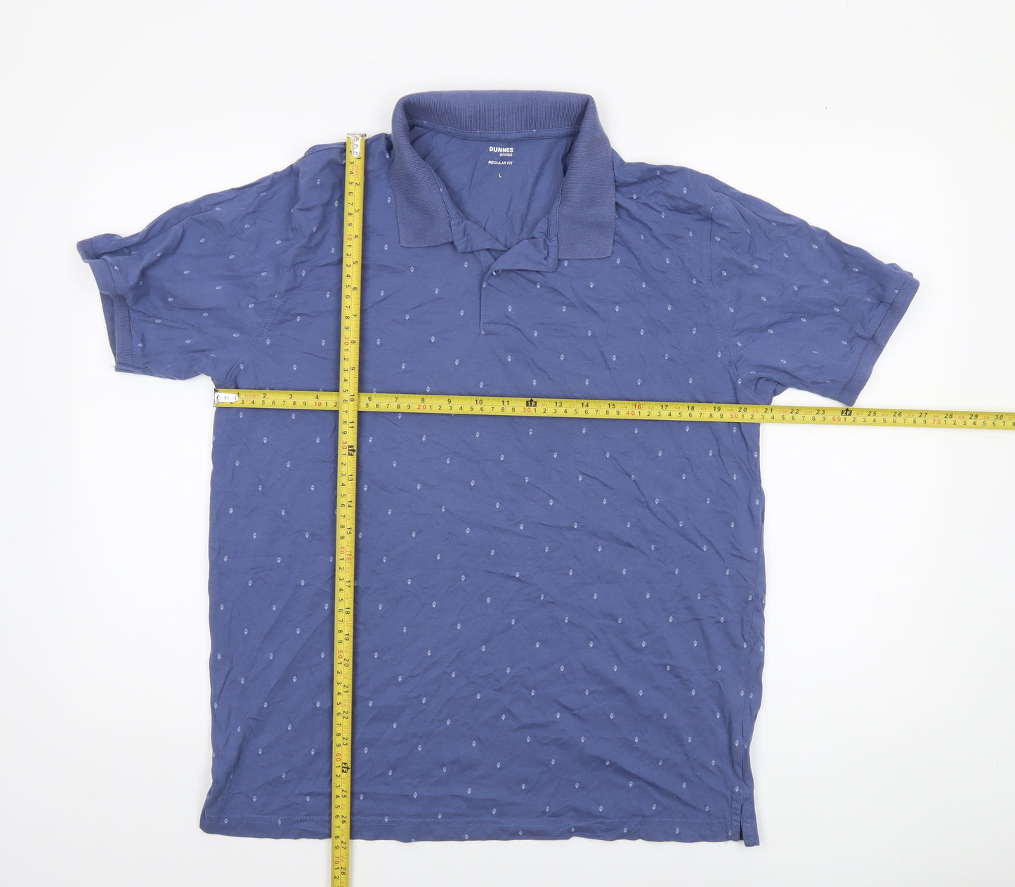 Dunnes Stores Men's Blue Cotton Regular Fit Polo Shirt Size L