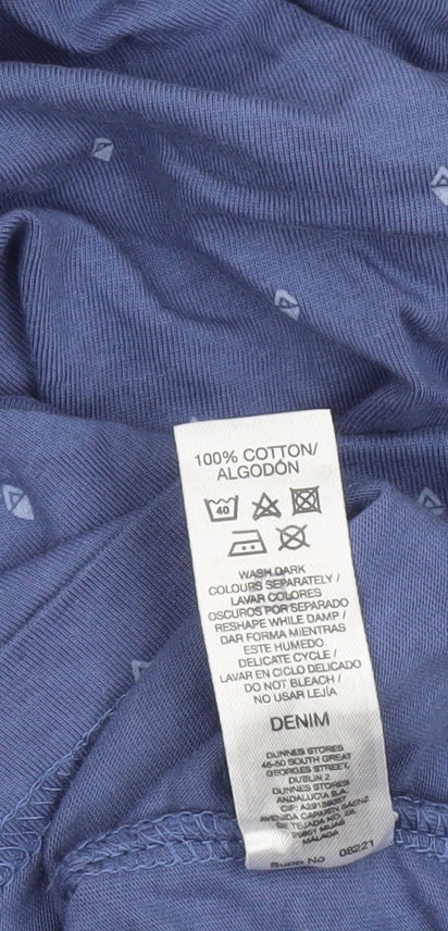 Dunnes Stores Men's Blue Cotton Regular Fit Polo Shirt Size L