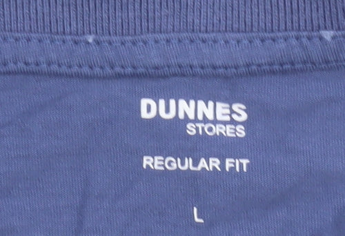 Dunnes Stores Men's Blue Cotton Regular Fit Polo Shirt Size L