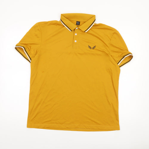 Manfinity Men's Yellow Short Sleeve Polo Shirt L Regular Fit