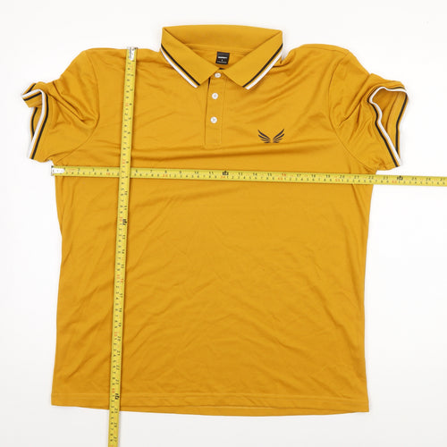 Manfinity Men's Yellow Short Sleeve Polo Shirt L Regular Fit