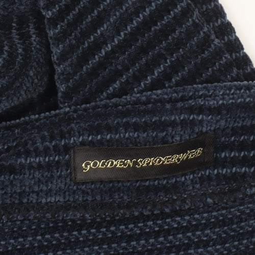 Golden Spiderweb Women's Blue Striped Velour Shift Dress XS