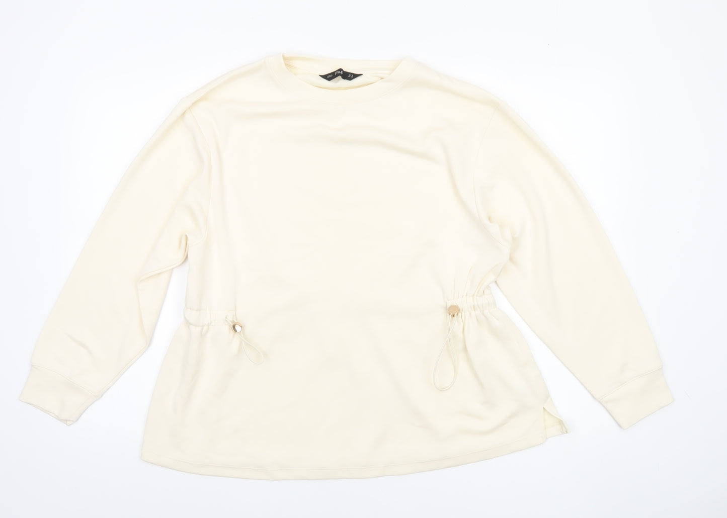 F&F Women’s Ivory Long Sleeve Tunic Top UK 12 Drawstring Detail