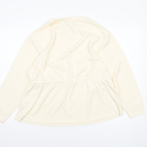 F&F Women’s Ivory Long Sleeve Tunic Top UK 12 Drawstring Detail