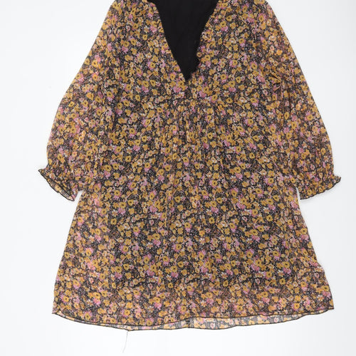 Zara Womens Multicoloured Floral A-Line Knee Length Dress Size 12