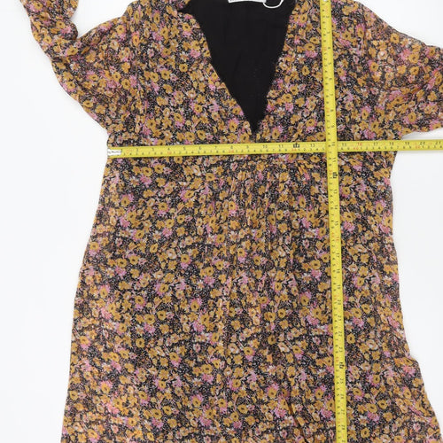 Zara Womens Multicoloured Floral A-Line Knee Length Dress Size 12