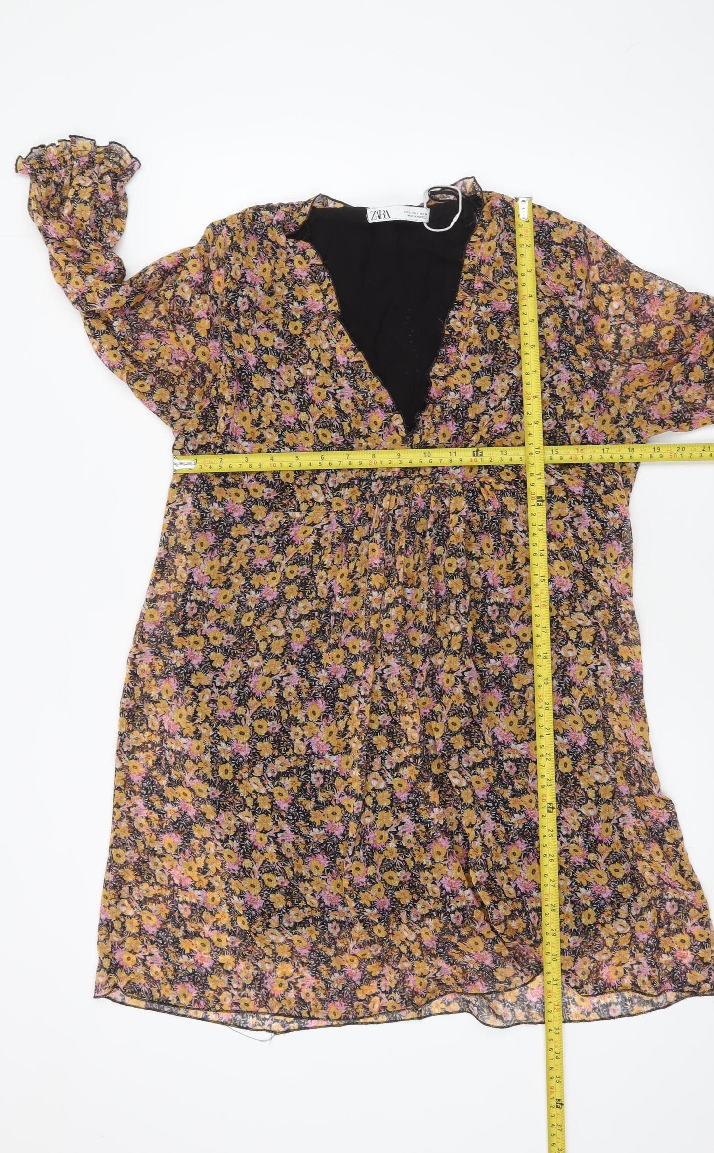 Zara Womens Multicoloured Floral A-Line Knee Length Dress Size 12