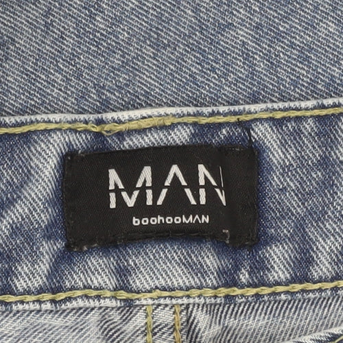 boohooMAN Men’s Blue 32L Straight Fit Denim Jeans