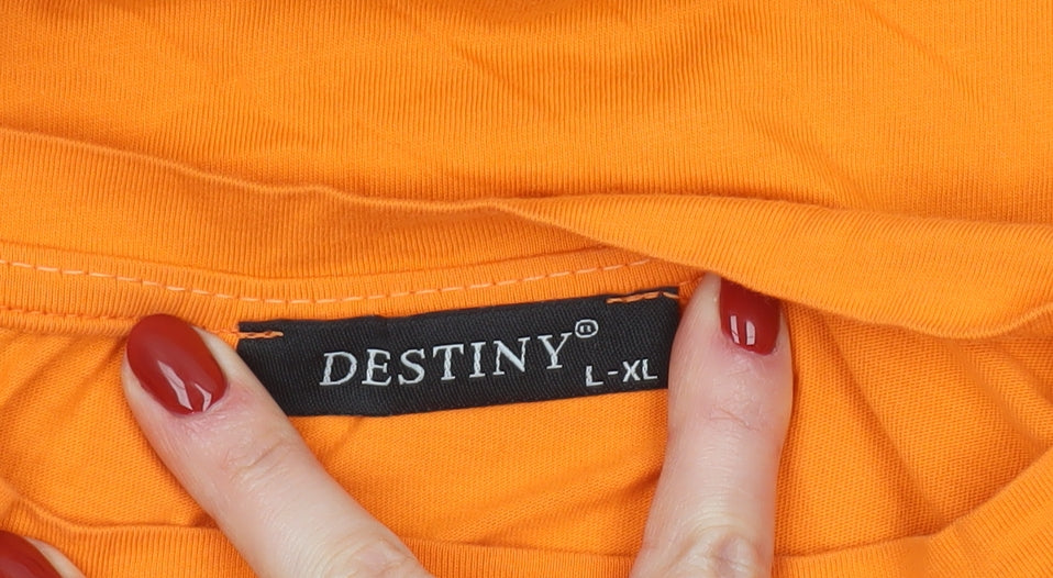 Destiny Mens Orange Rick and Morty Graphic Short Sleeve T-Shirt L