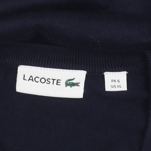 Lacoste Men's Blue V-Neck Cotton Wool Silk Jumper XL