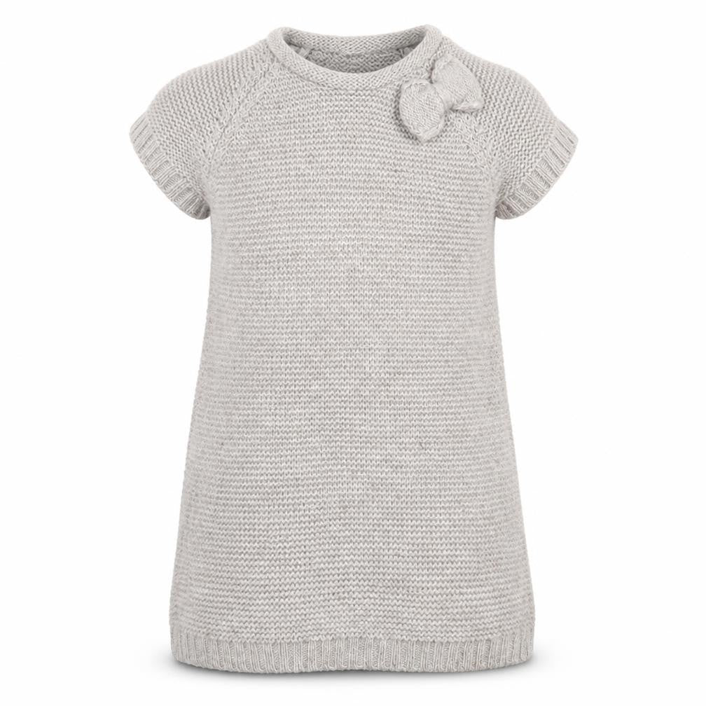 Zara Girls Beige Knit Sweater Dress 13-14 Years Bow Accent Short Sleeve