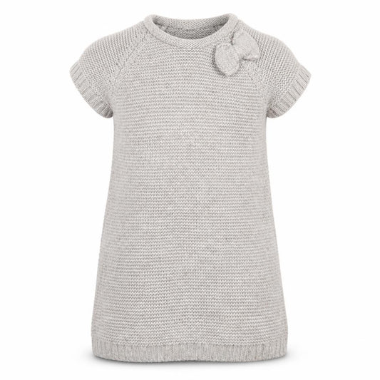 Zara Girls Beige Knit Sweater Dress 13-14 Years Bow Accent Short Sleeve