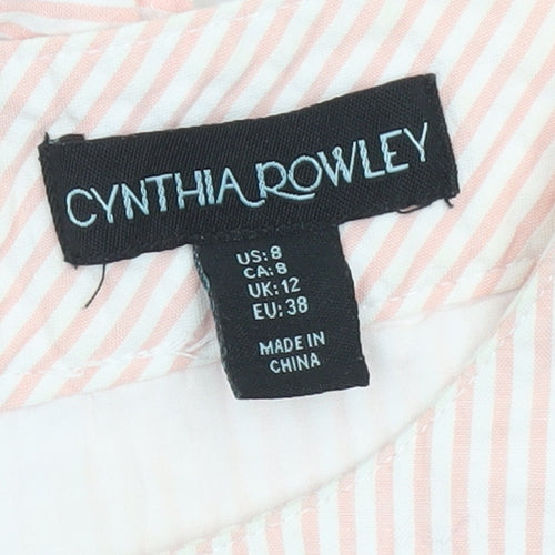 Cynthia Rowley Women's Pink Striped Sleeveless Shift Dress Size 12