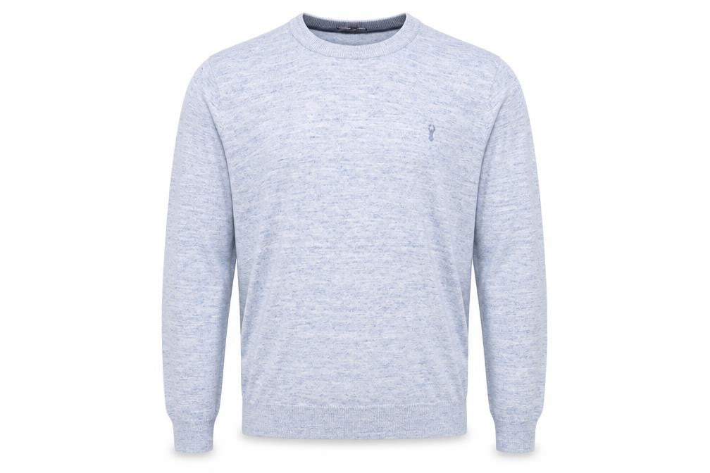 Front view of Next Men’s Blue Cotton Blend Crew Neck Jumper, size M