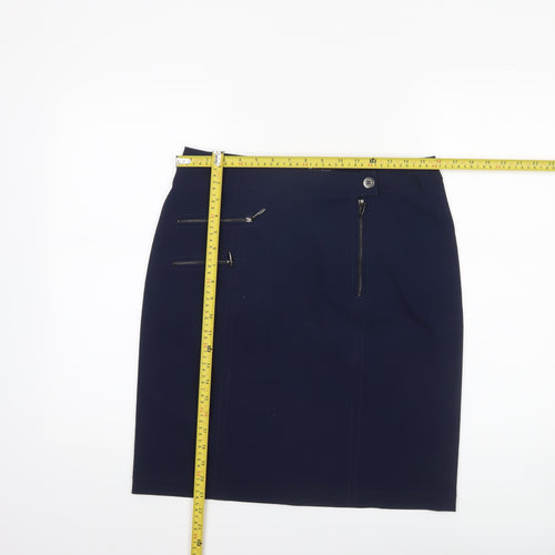 Brandtex Women Blue Size 12 Pencil Skirt Stretch Zip Detail