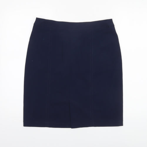 Brandtex Women Blue Size 12 Pencil Skirt Stretch Zip Detail