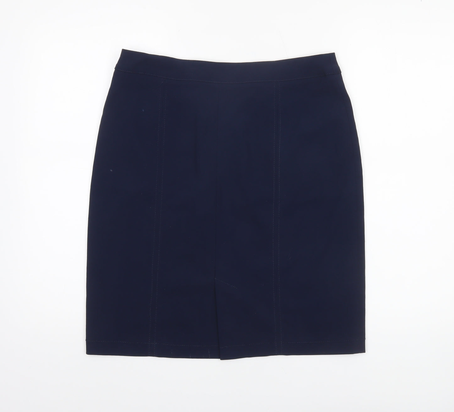 Brandtex Women Blue Size 12 Pencil Skirt Stretch Zip Detail