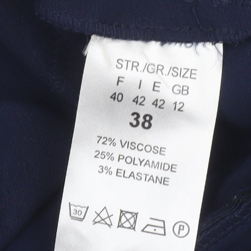 Brandtex Women Blue Size 12 Pencil Skirt Stretch Zip Detail