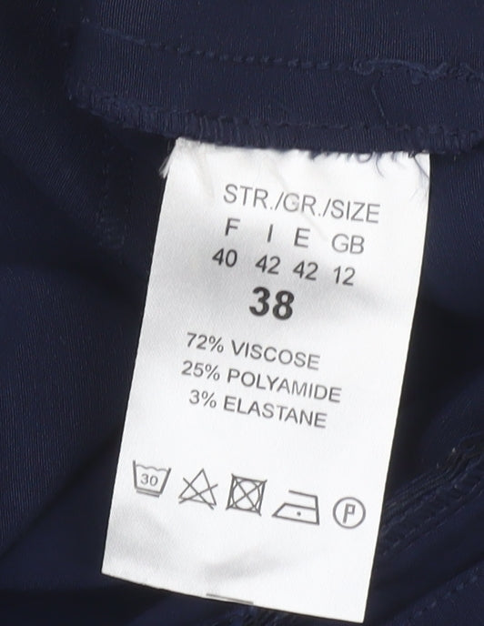 Brandtex Women Blue Size 12 Pencil Skirt Stretch Zip Detail