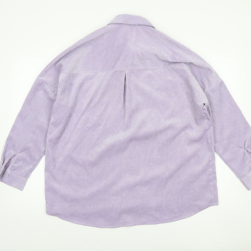 Stradivarius Womens Purple Corduroy Button-Up Long Sleeve Shirt Size 12