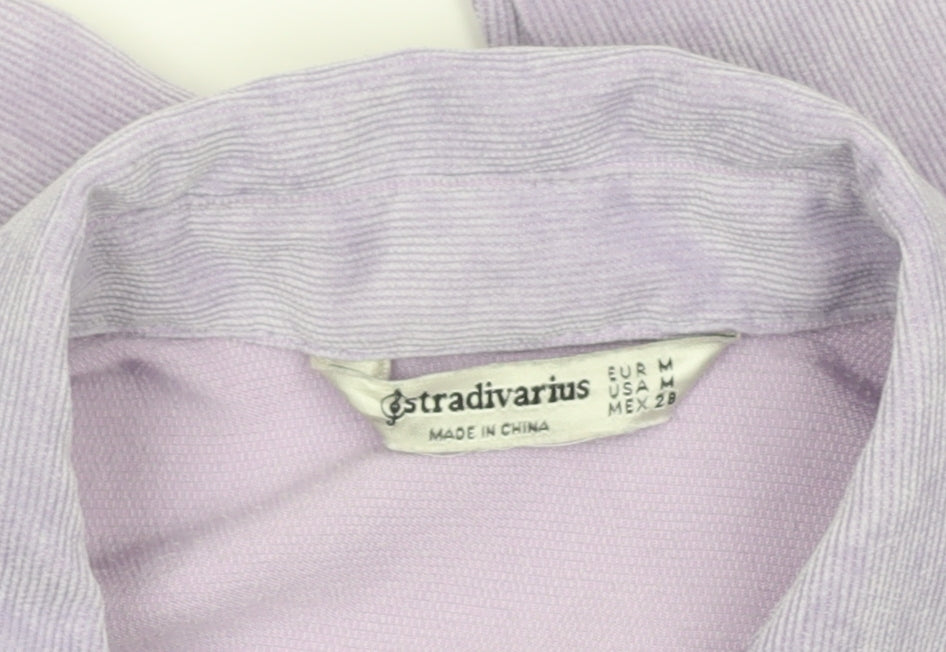 Stradivarius Womens Purple Corduroy Button-Up Long Sleeve Shirt Size 12