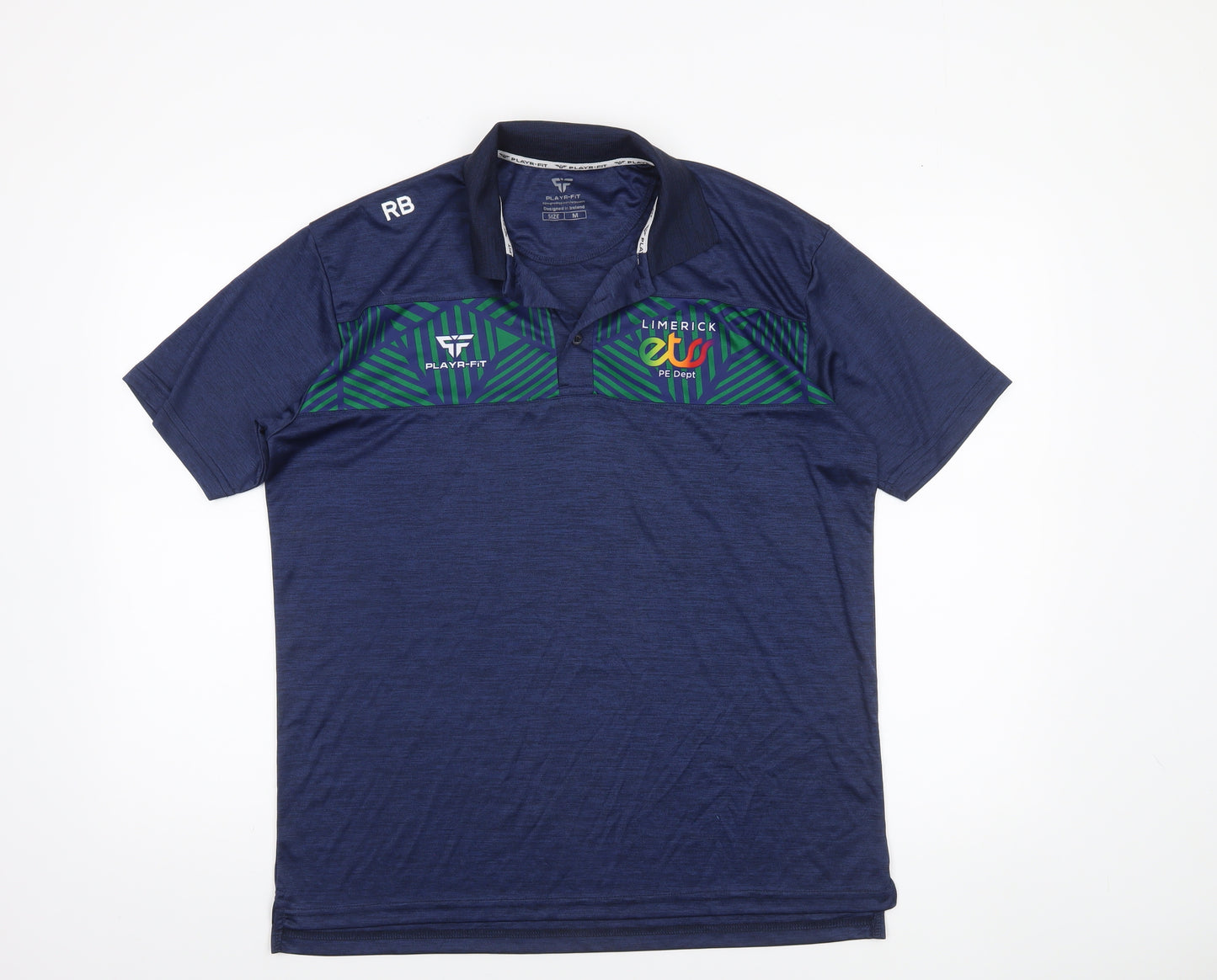 PLAYR-FIT Men's Blue Sports Polo Shirt M Moisture Wicking Activewear