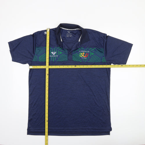 PLAYR-FIT Men's Blue Sports Polo Shirt M Moisture Wicking Activewear