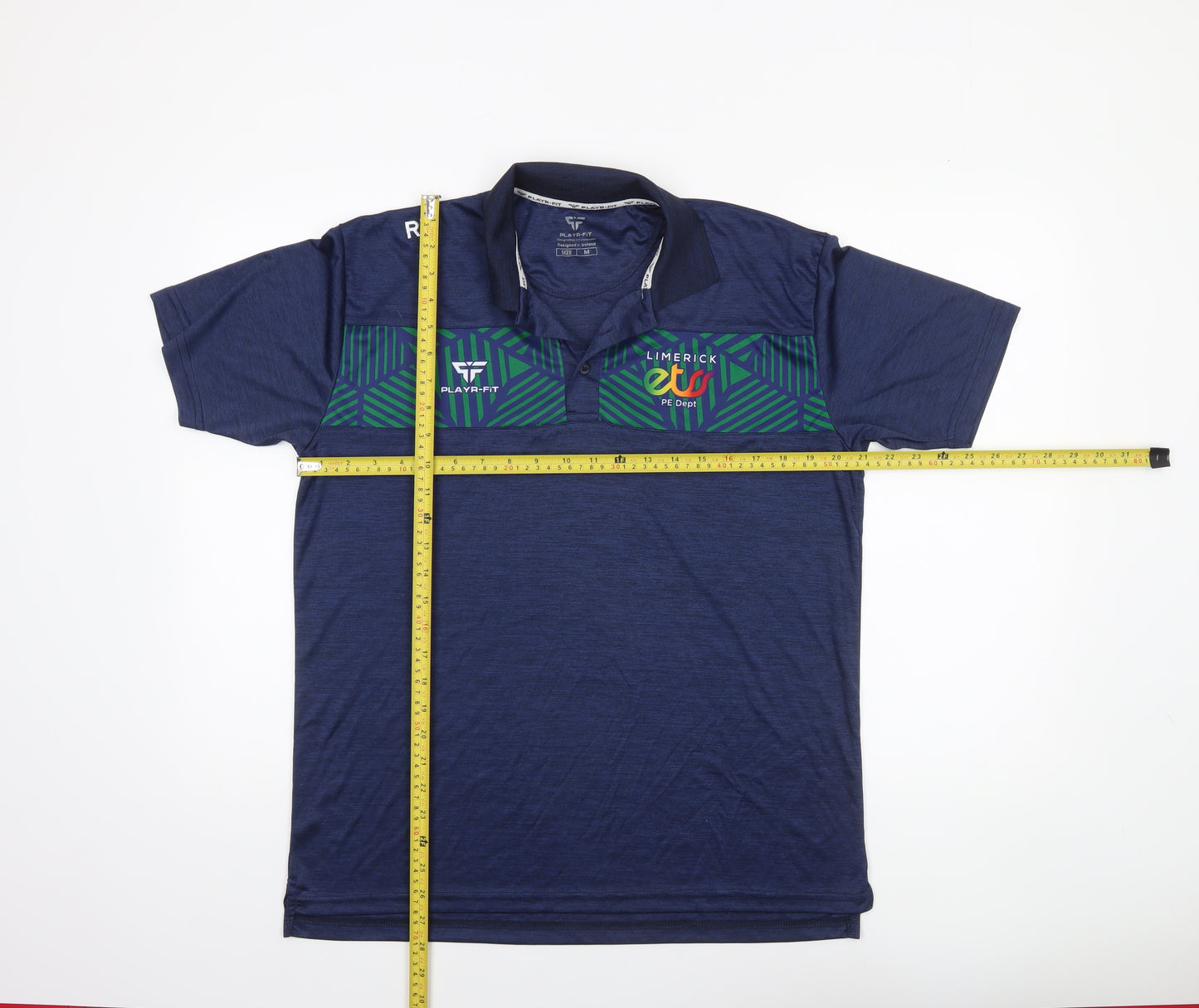 PLAYR-FIT Men's Blue Sports Polo Shirt M Moisture Wicking Activewear