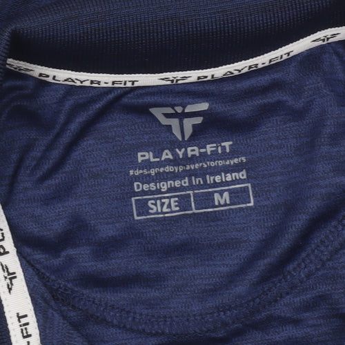 PLAYR-FIT Men's Blue Sports Polo Shirt M Moisture Wicking Activewear