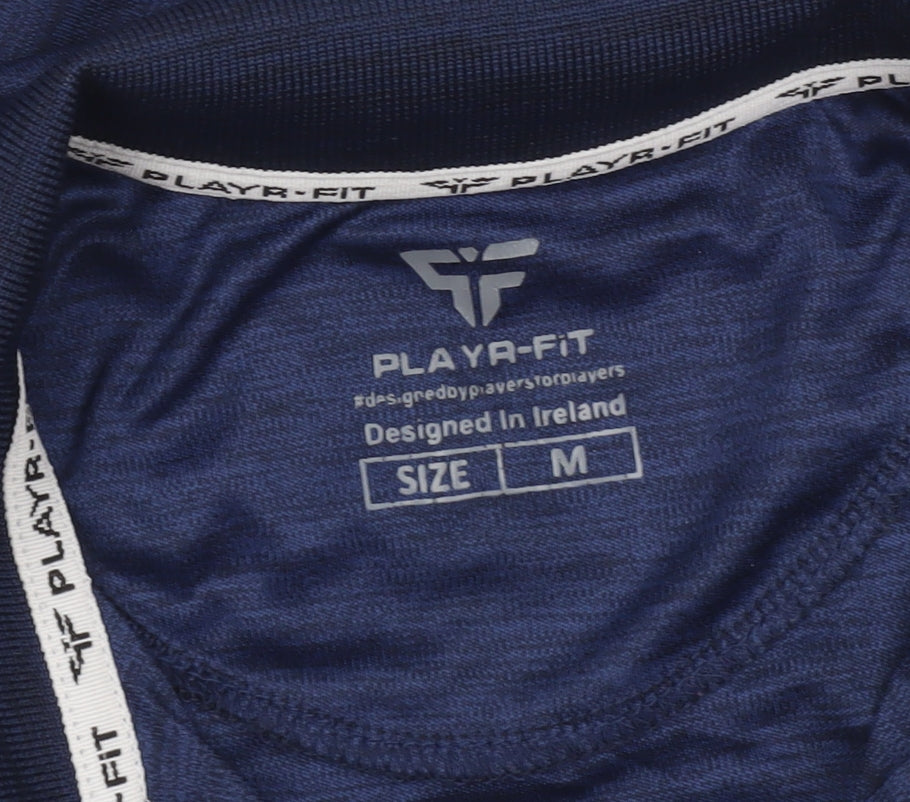 PLAYR-FIT Men's Blue Sports Polo Shirt M Moisture Wicking Activewear