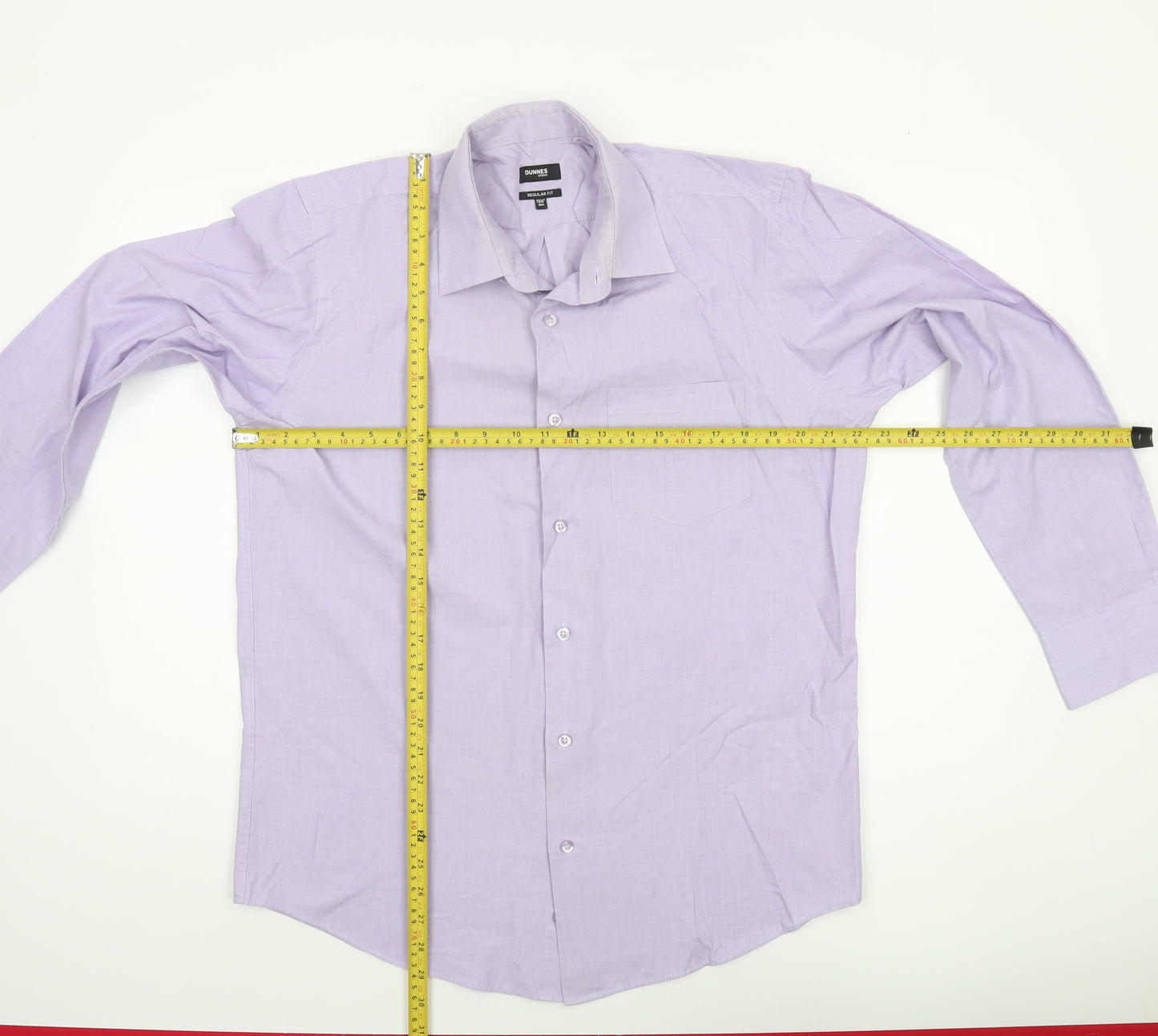 Dunnes Stores Men's Purple Long Sleeve Regular Fit Dress Shirt 15.5” 40cm