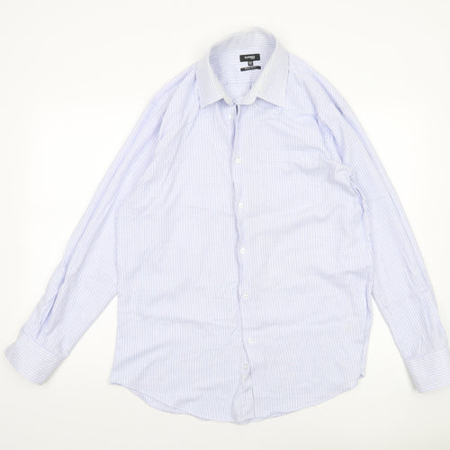 Dunnes Stores Men's Blue Check Regular Fit Long Sleeve Dress Shirt 15.5in 40cm