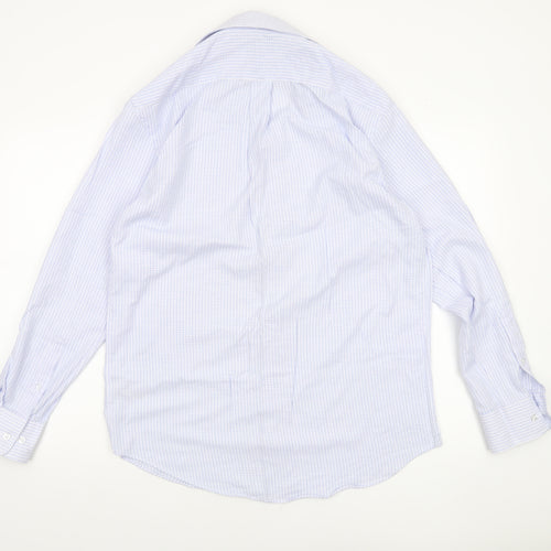 Dunnes Stores Men's Blue Check Regular Fit Long Sleeve Dress Shirt 15.5in 40cm