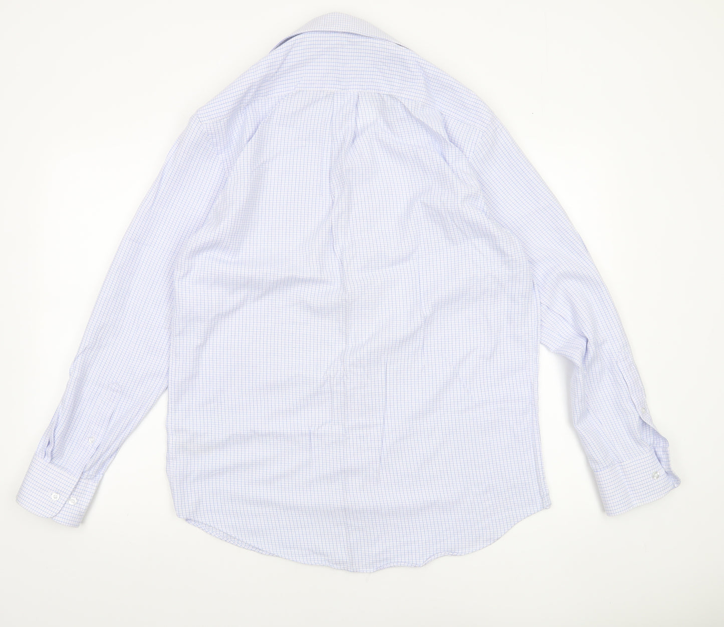Dunnes Stores Men's Blue Check Regular Fit Long Sleeve Dress Shirt 15.5in 40cm