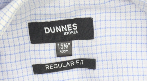 Dunnes Stores Men's Blue Check Regular Fit Long Sleeve Dress Shirt 15.5in 40cm
