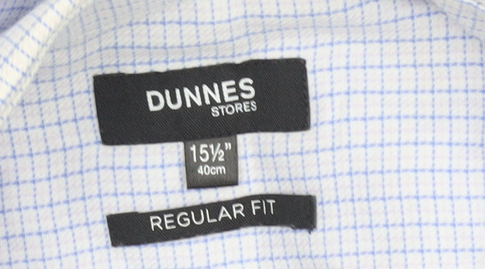 Dunnes Stores Men's Blue Check Regular Fit Long Sleeve Dress Shirt 15.5in 40cm