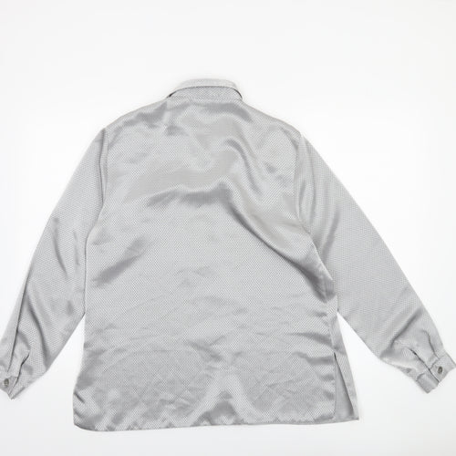 Fosby Design Women Silver Geometric Button-Up Long Sleeve Shirt Size 14
