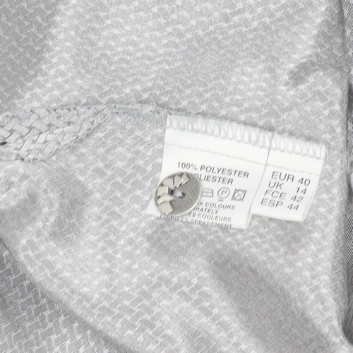 Fosby Design Women Silver Geometric Button-Up Long Sleeve Shirt Size 14