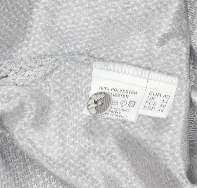 Fosby Design Women Silver Geometric Button-Up Long Sleeve Shirt Size 14