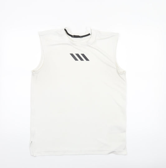Adidas Men's White Sleeveless Climalite Tank Top M Athletic Fit
