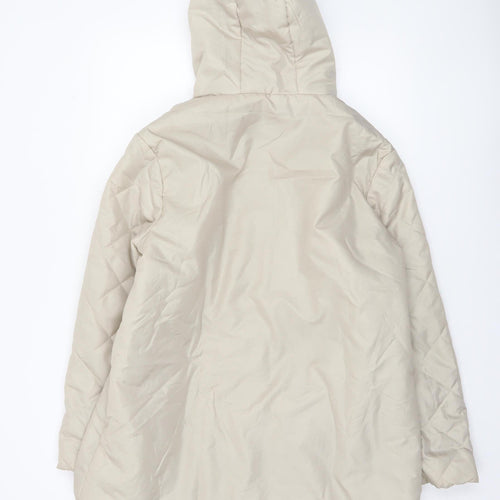 Anne de Lançay Women’s Beige Quilted Hooded Long Puffer Coat M