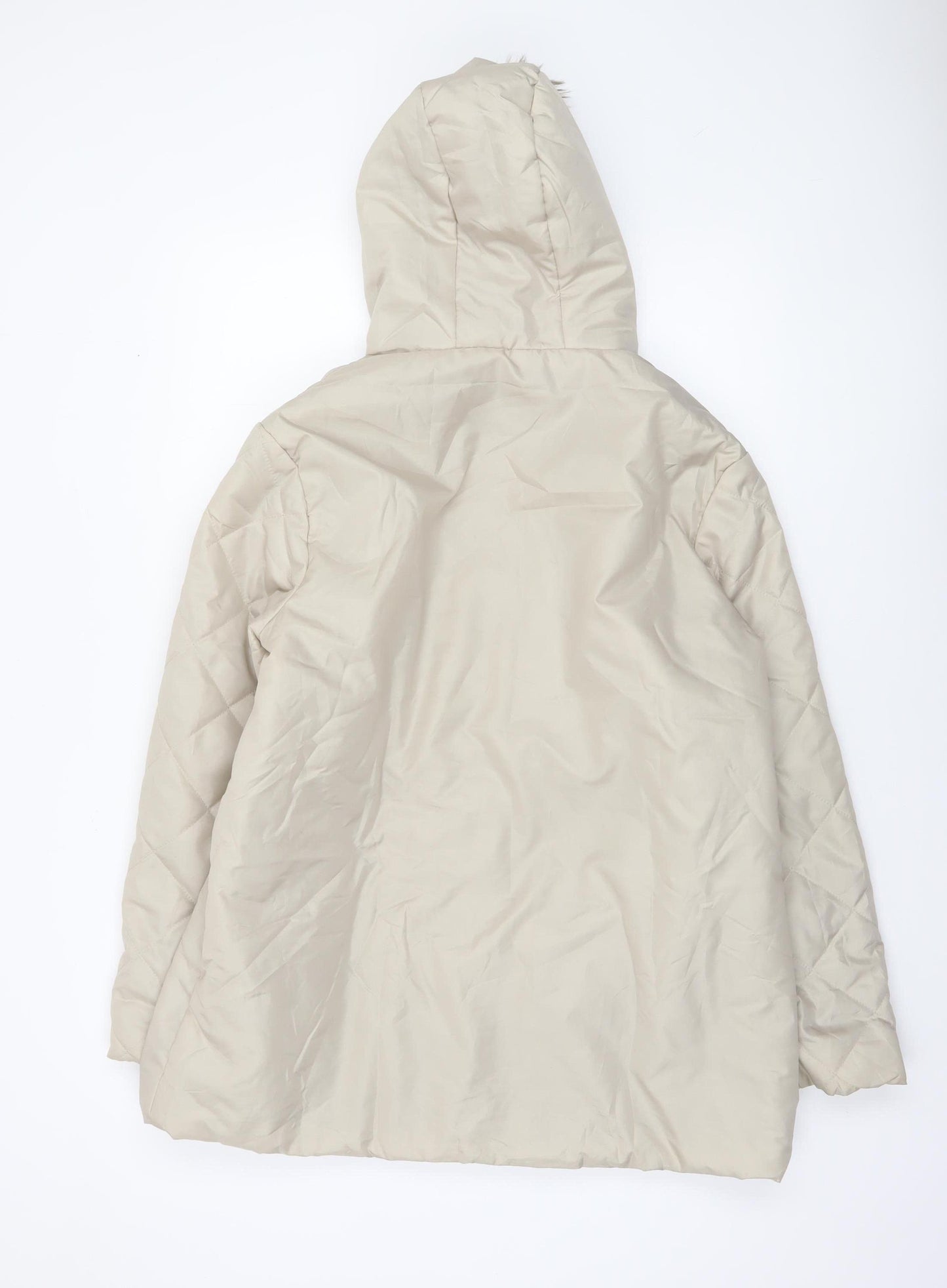 Anne de Lançay Women’s Beige Quilted Hooded Long Puffer Coat M