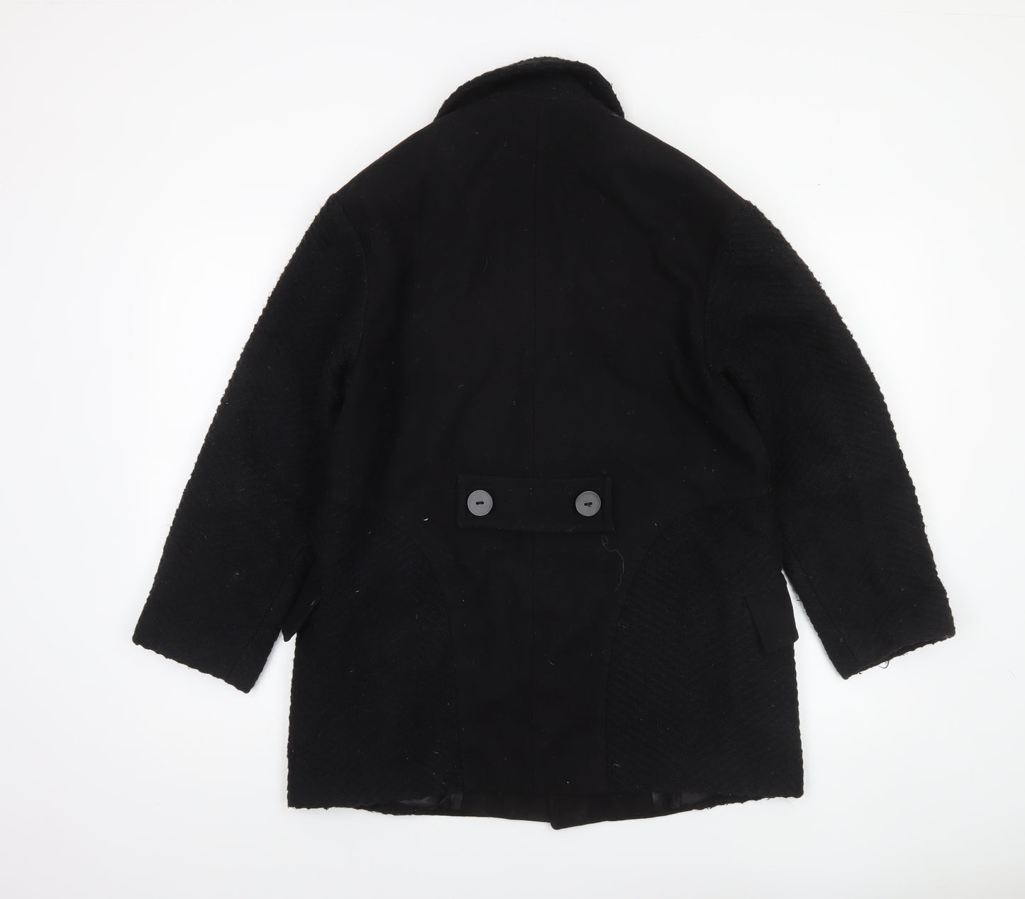 Topshop Women’s Black Wool Blend Pea Coat Size 8 Mid-Length Classic Style