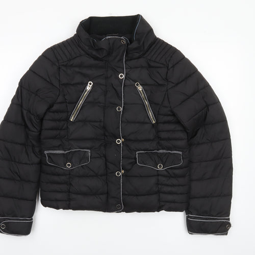 Zara Women Black Puffer Jacket Size 12 Quilted Short Style