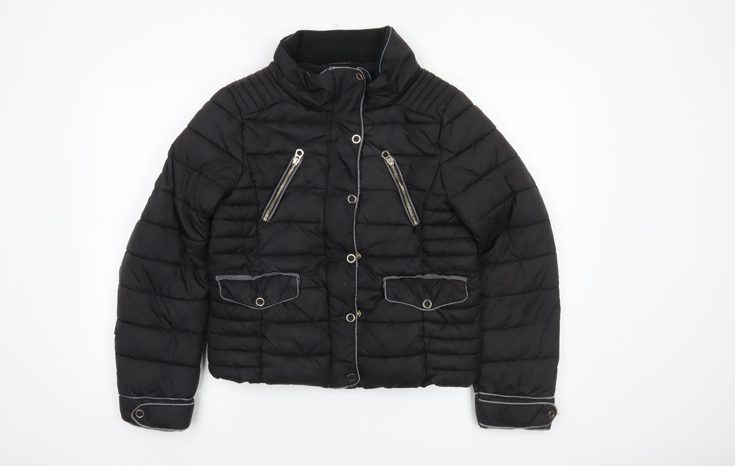 Zara Women Black Puffer Jacket Size 12 Quilted Short Style