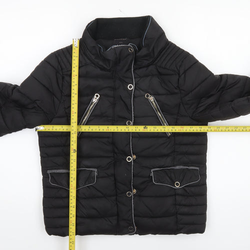Zara Women Black Puffer Jacket Size 12 Quilted Short Style