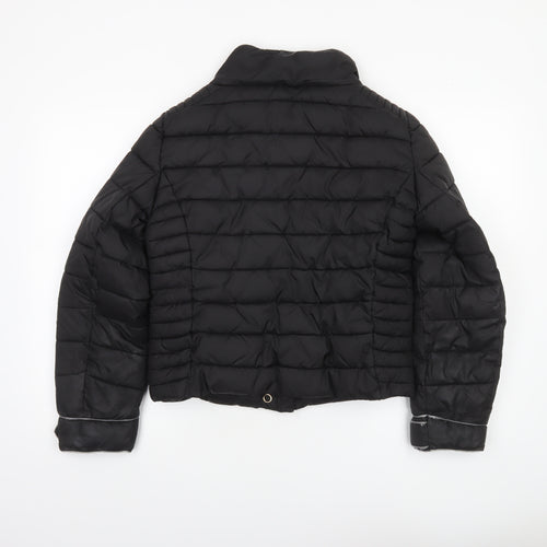 Zara Women Black Puffer Jacket Size 12 Quilted Short Style