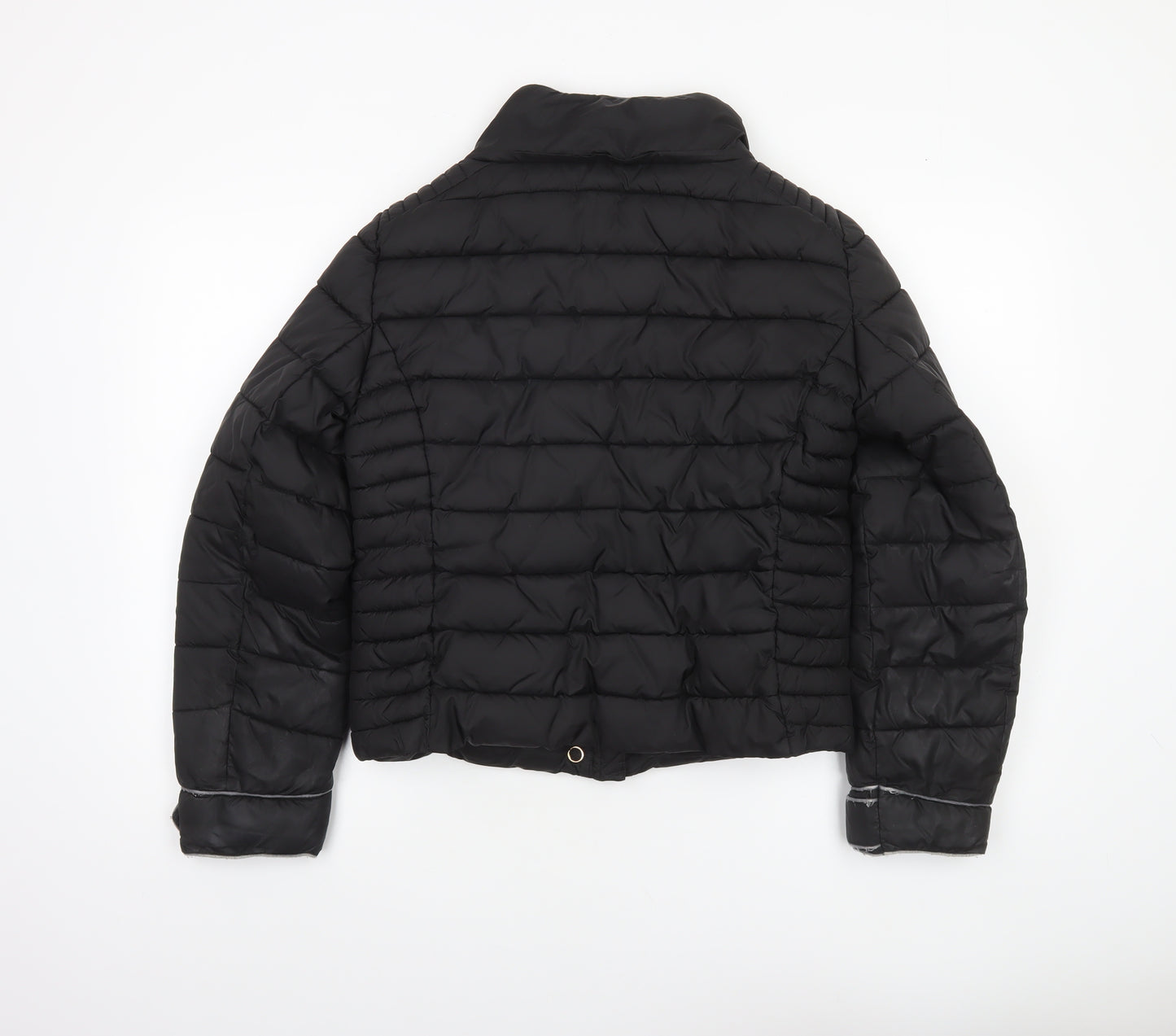 Zara Women Black Puffer Jacket Size 12 Quilted Short Style